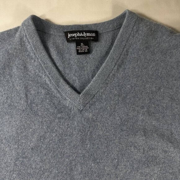 Joseph Lyman Cashmere Vest Sweater Mens V Neck Sleeveless Pullover Blue Soft - Picture 3 of 11